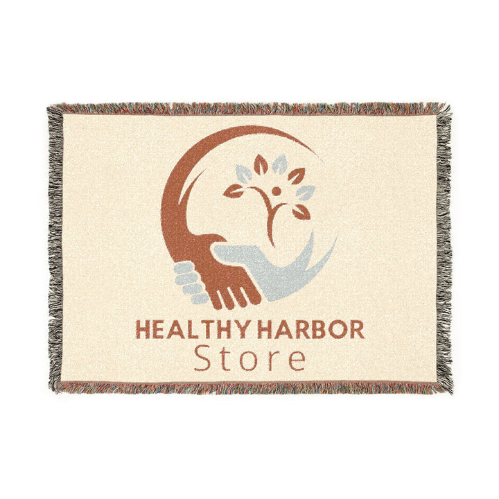 Woven Blanket — Custom Logo Tapestry Throw (Healthy Harbor Store)