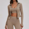The Kinetic Zip Jacket Cross Back Sports Bra Leggings 3-Piece Set