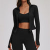 The Kinetic Zip Jacket Cross Back Sports Bra Leggings 3-Piece Set