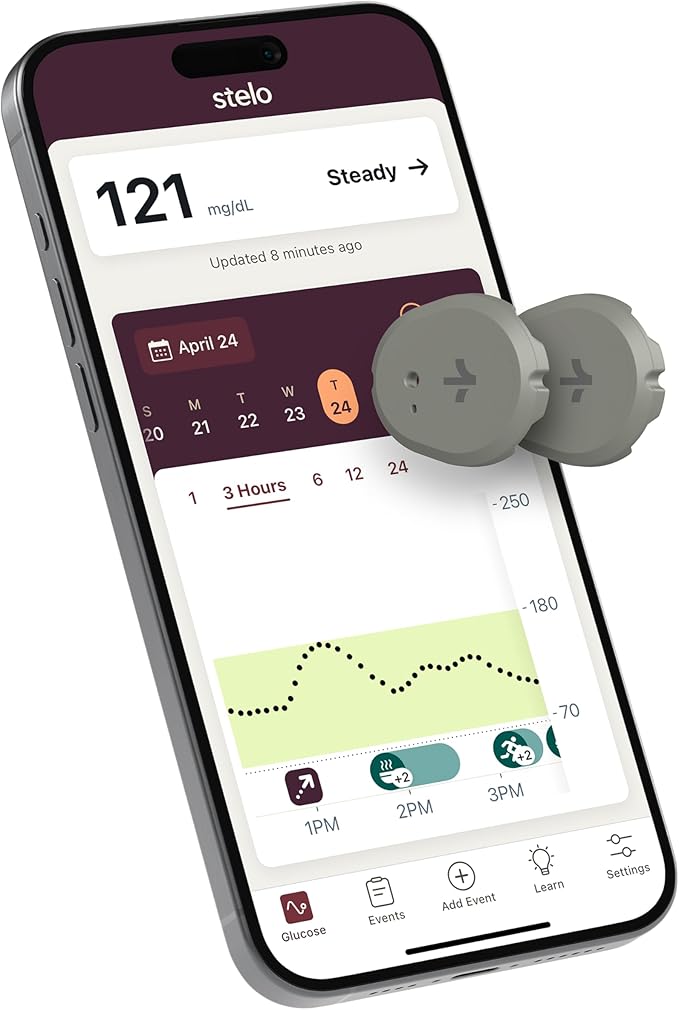 Dexcom Stelo Continuous Glucose Monitor Biosensors – 2 Pack (15-Day Sensors) [Bluetooth]