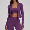 The Kinetic Zip Jacket Cross Back Sports Bra Leggings 3-Piece Set