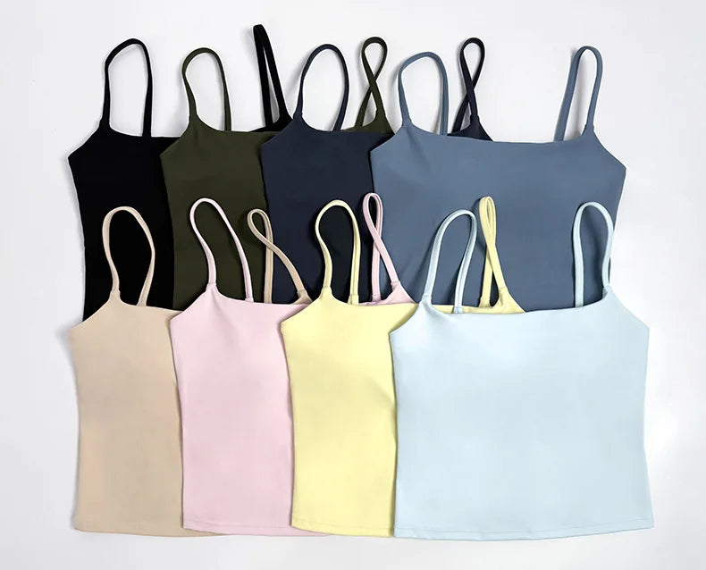 NCLAGEN Women's Gym Tank Top with Built-In Bra