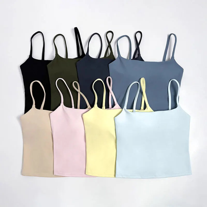 NCLAGEN Women's Gym Tank Top with Built-In Bra