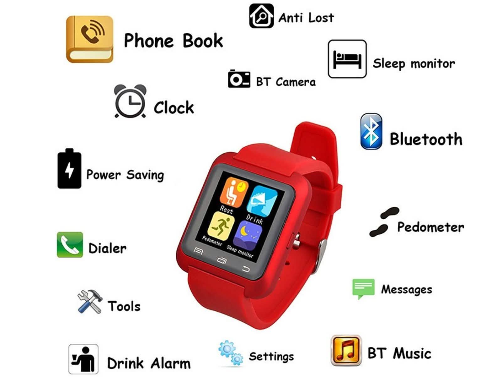 Bluetooth Smartwatch with Pedometer & Sleep Tracking